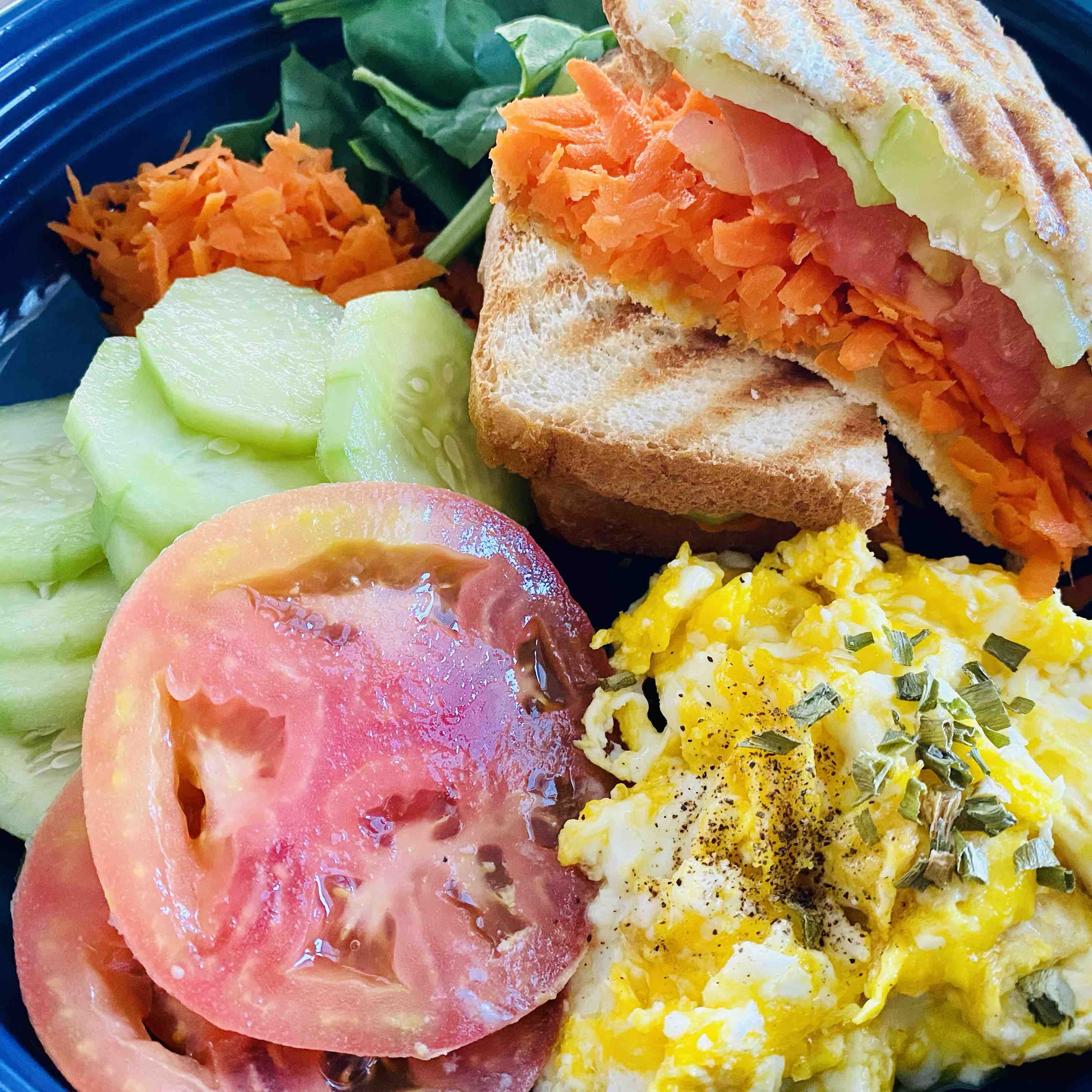 Zero Oil/Butter Panini Scrambled Egg Buddha Bowl