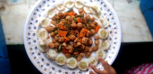 soya chunks with stir fry veggies