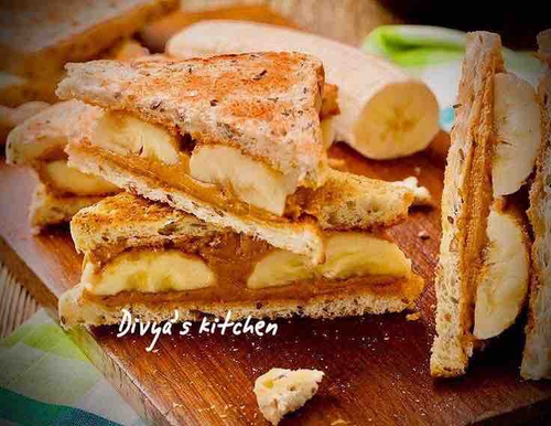 Grilled peanut butter banana sandwich