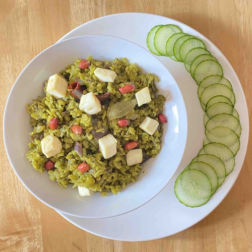 Palak paneer poha