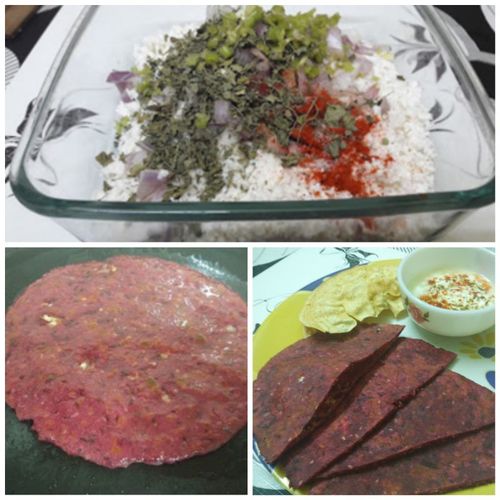 Paneer and Beetroot Paratha