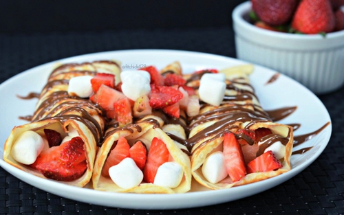 Strawberry S'Mores Crepes with Chocolate Almond Butter