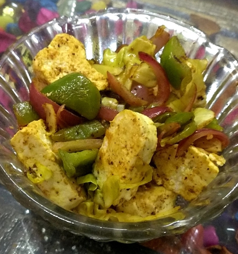 Quick stir-fried veggies and paneer. ๐