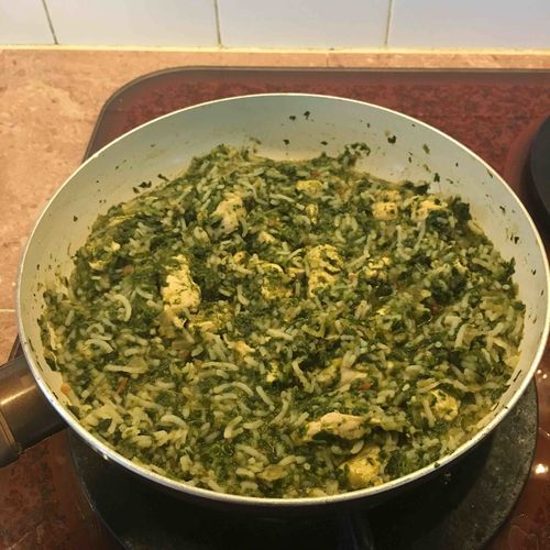 Spinach chicken rice