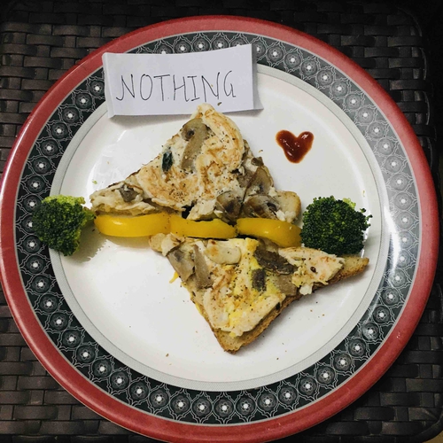 Chicken mushroom egg toast