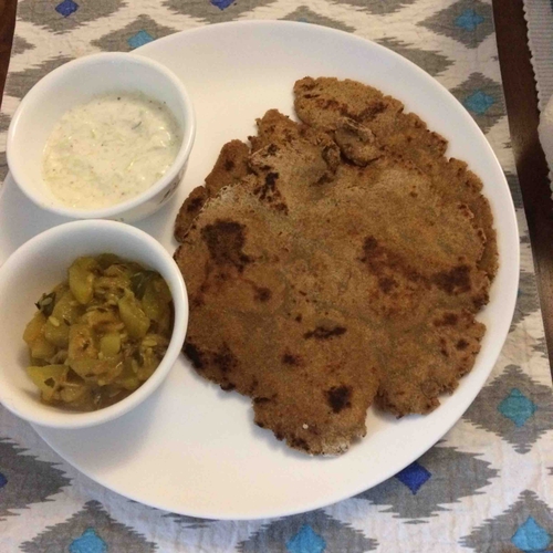soya chunks roti and lauki raita