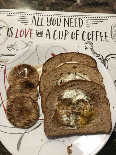 egg pouch inside a bread