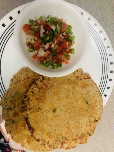 Paneer paratha and salad