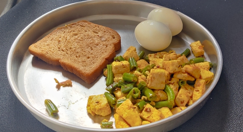 paneer egg bean sandwich