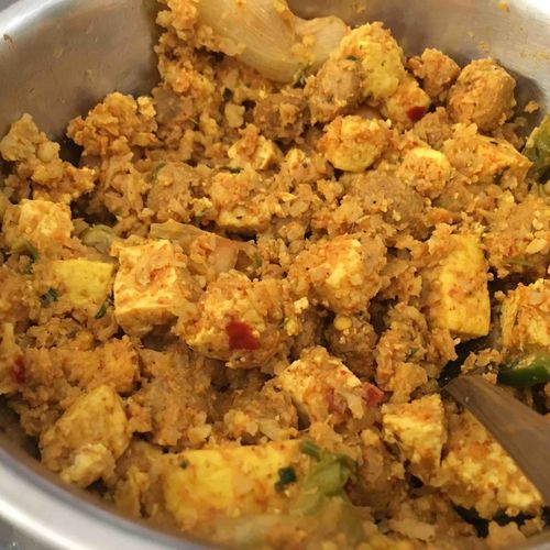 Cauliflower Pulao with Paneer , Soya and Veggies