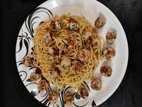 Desi Meatball Spaghetti