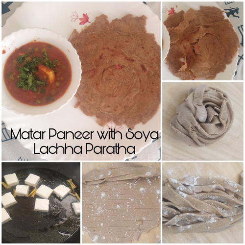 Matar Paneer with Soya Lachha Paratha