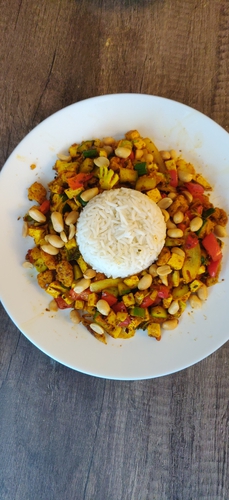 saute veggies with rice